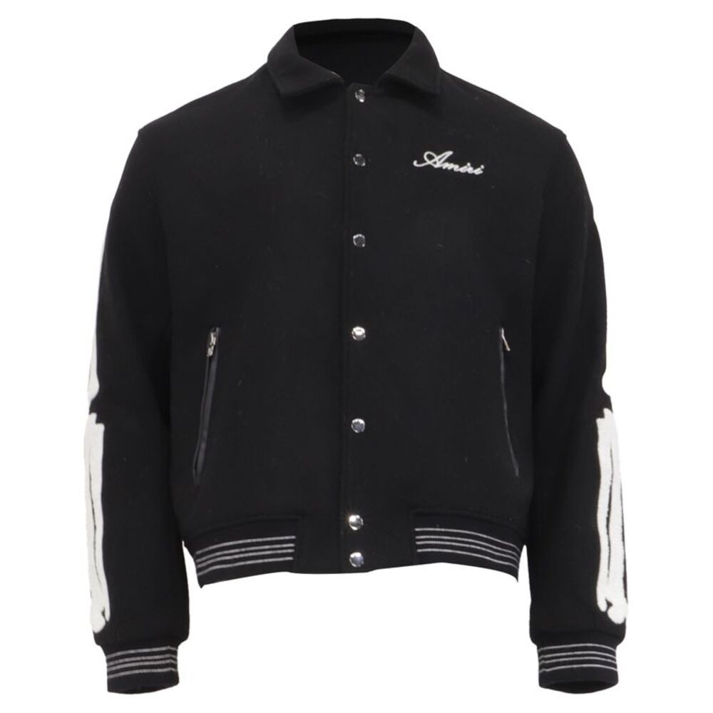 Amiri Logo-Embroidered Bomber Jacket in Black Cotton